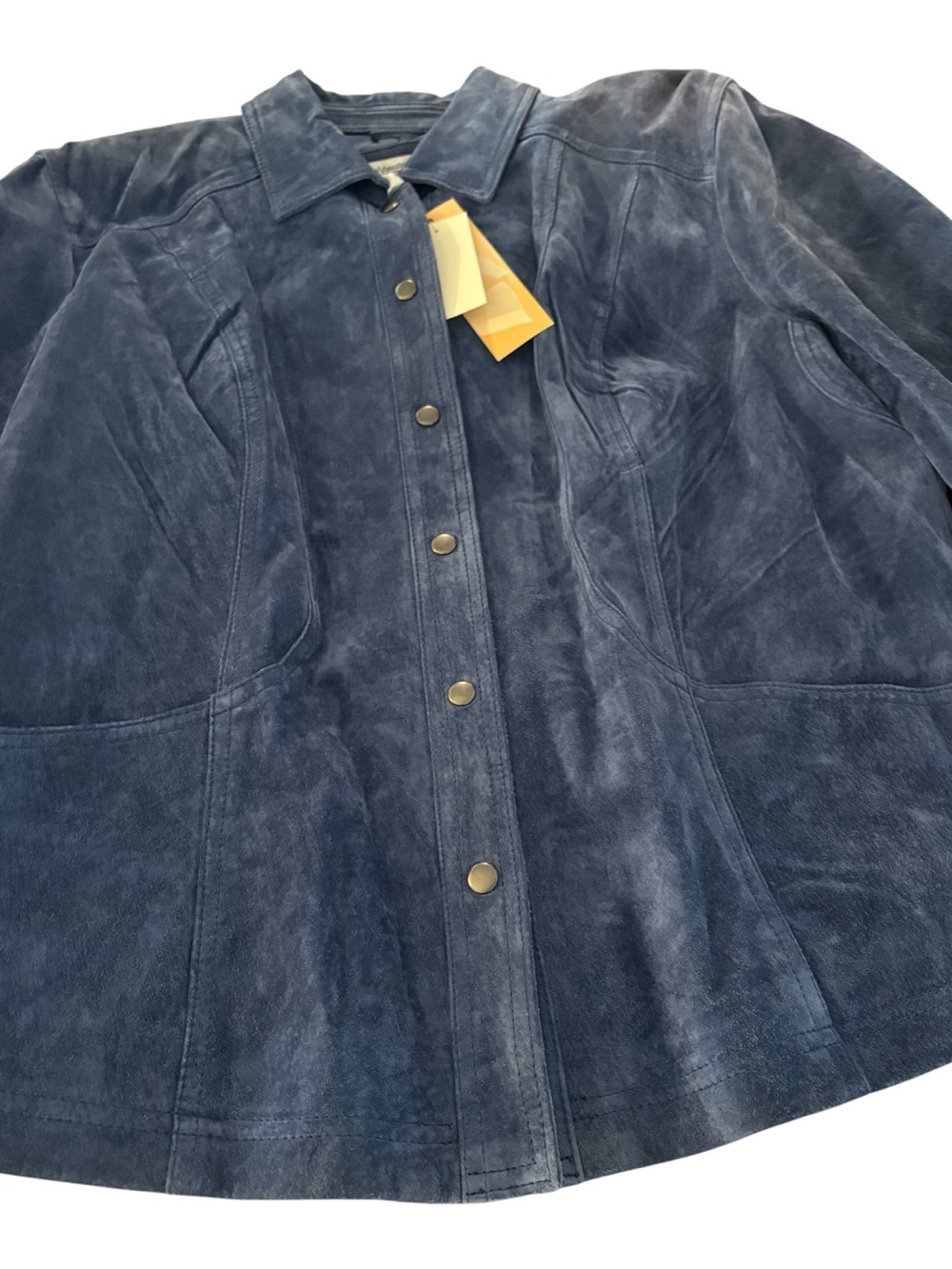 Coldwater Creek Blue Leather Snap-Front Shirt Jacket - Picture 3 of 7